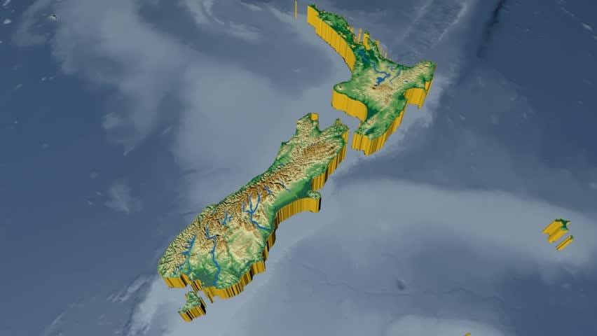 Mapa 3d novi zeland