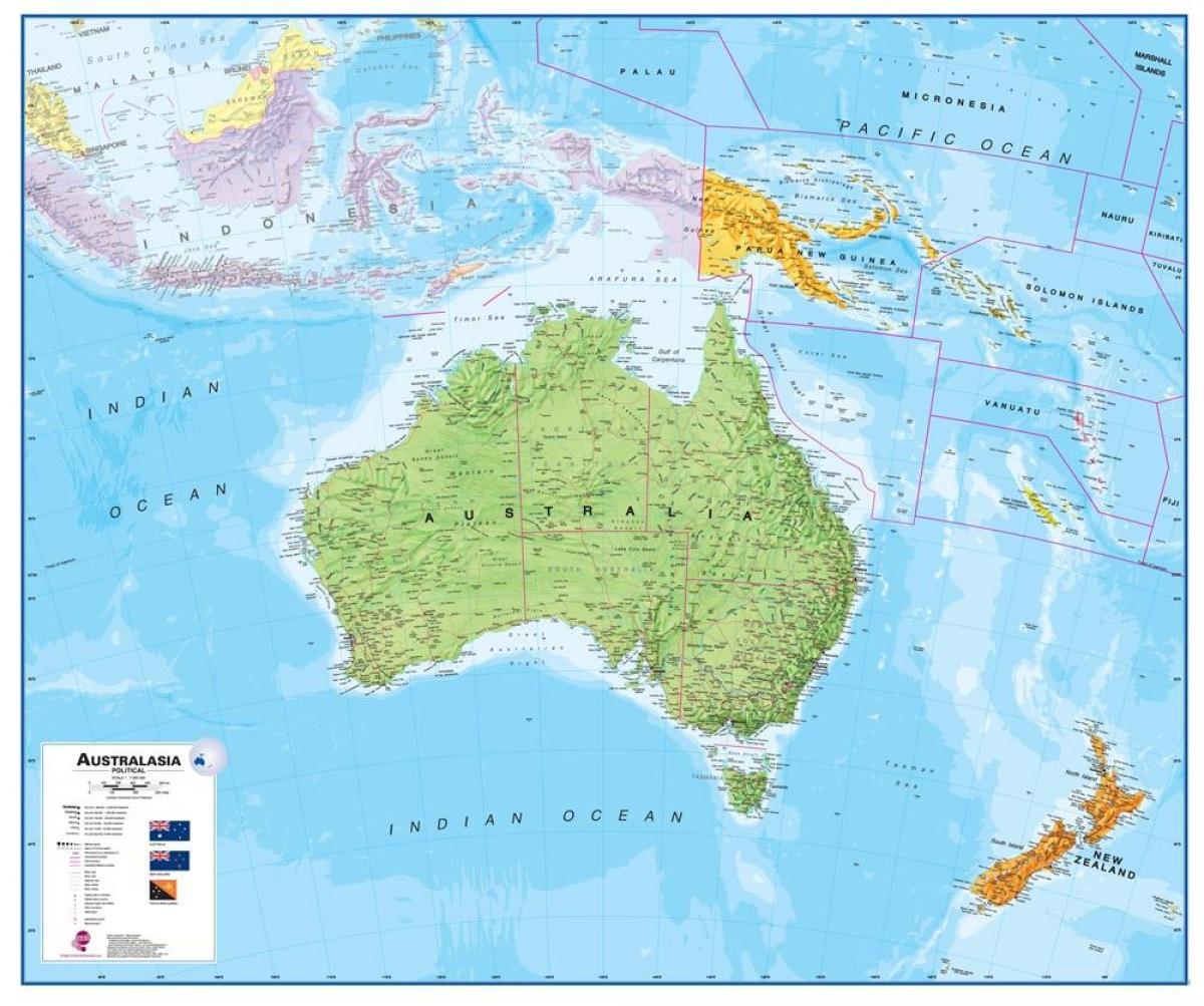 australiji novi zeland mapu