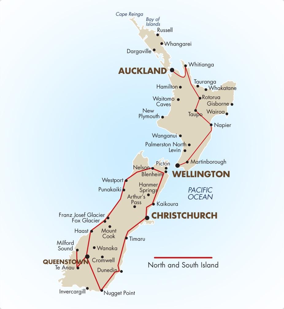 Mapa na jug otoka novi zeland da vozim