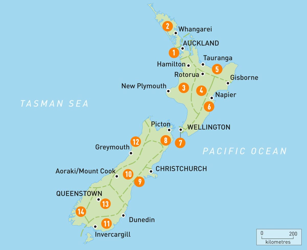 Mapa na jug otoka novi zeland gradova