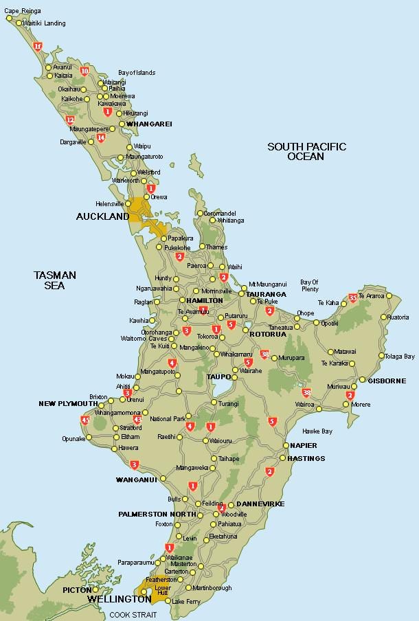mapi centralne sjeverno ostrvo novi zeland