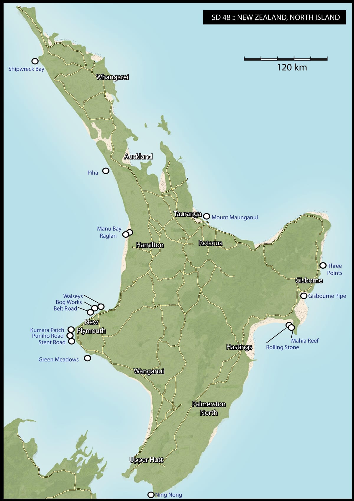Karta za novi zeland da surfuje