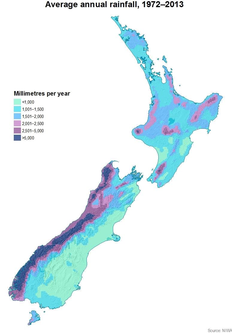 novi zeland kiša mapu