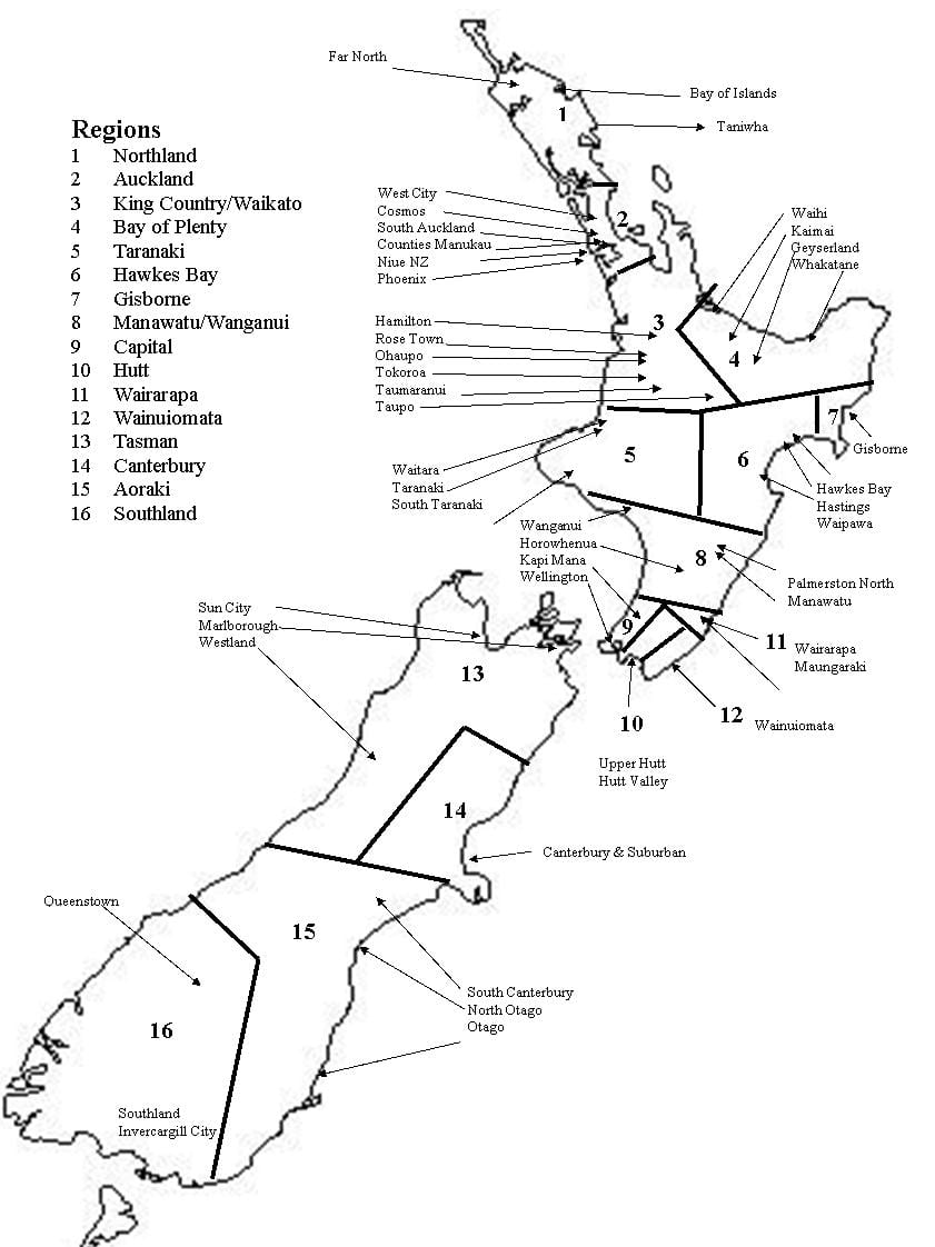 crni i bijeli mapu novi zeland