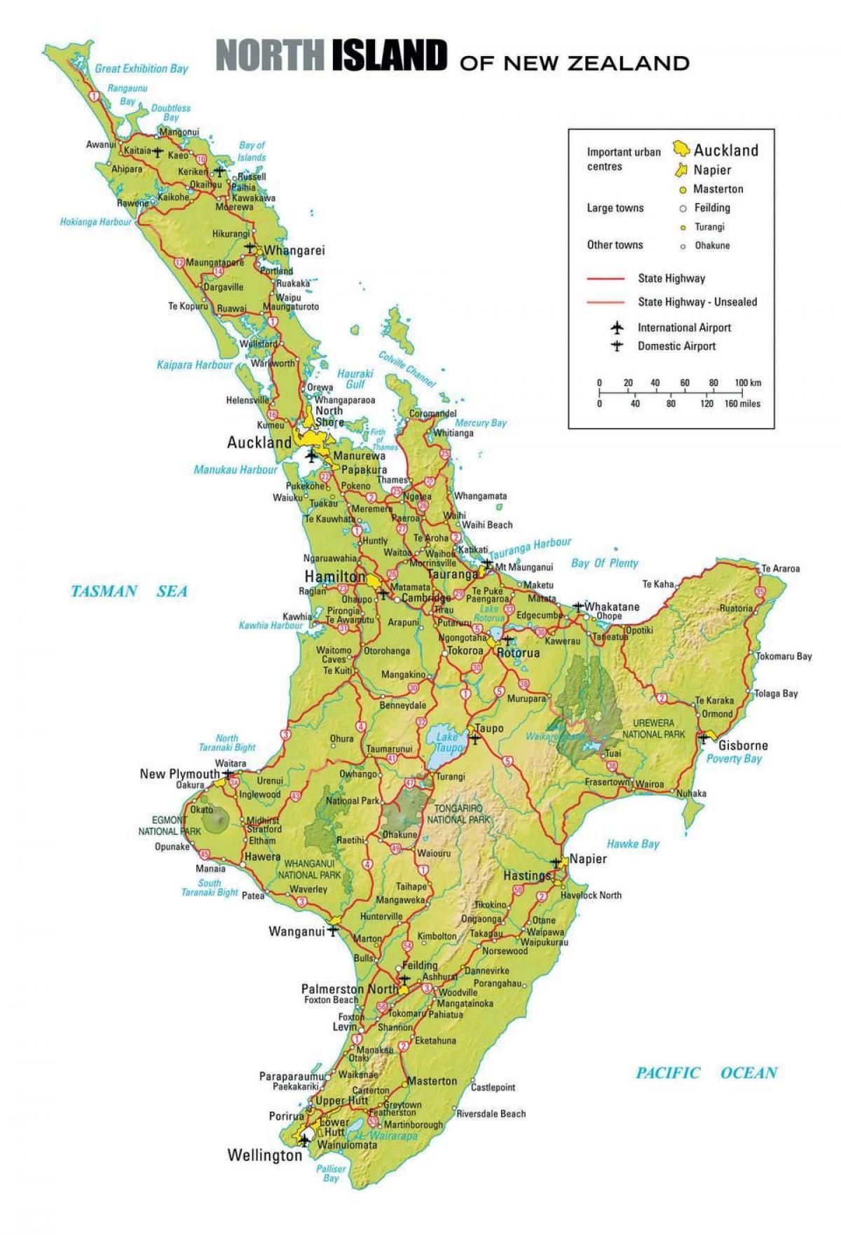 mapa na sjeveru novi zeland