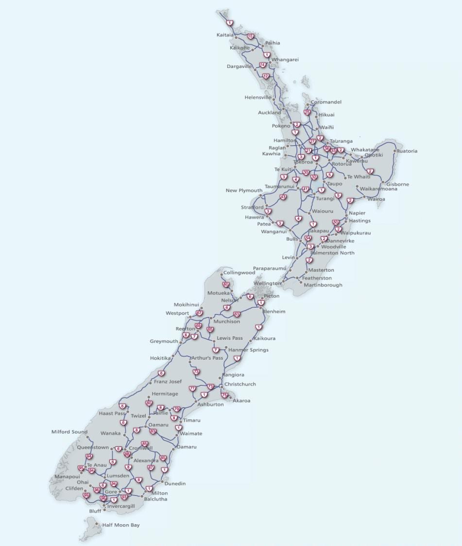 Mapa je iz novog zelanda rutu 