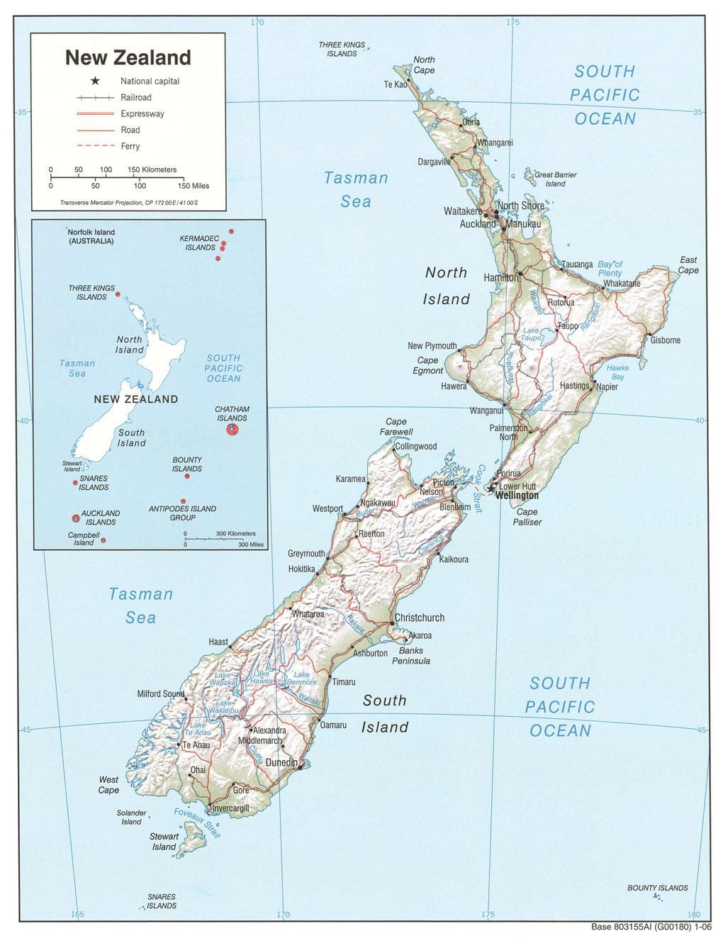novi zeland rijeke mapu