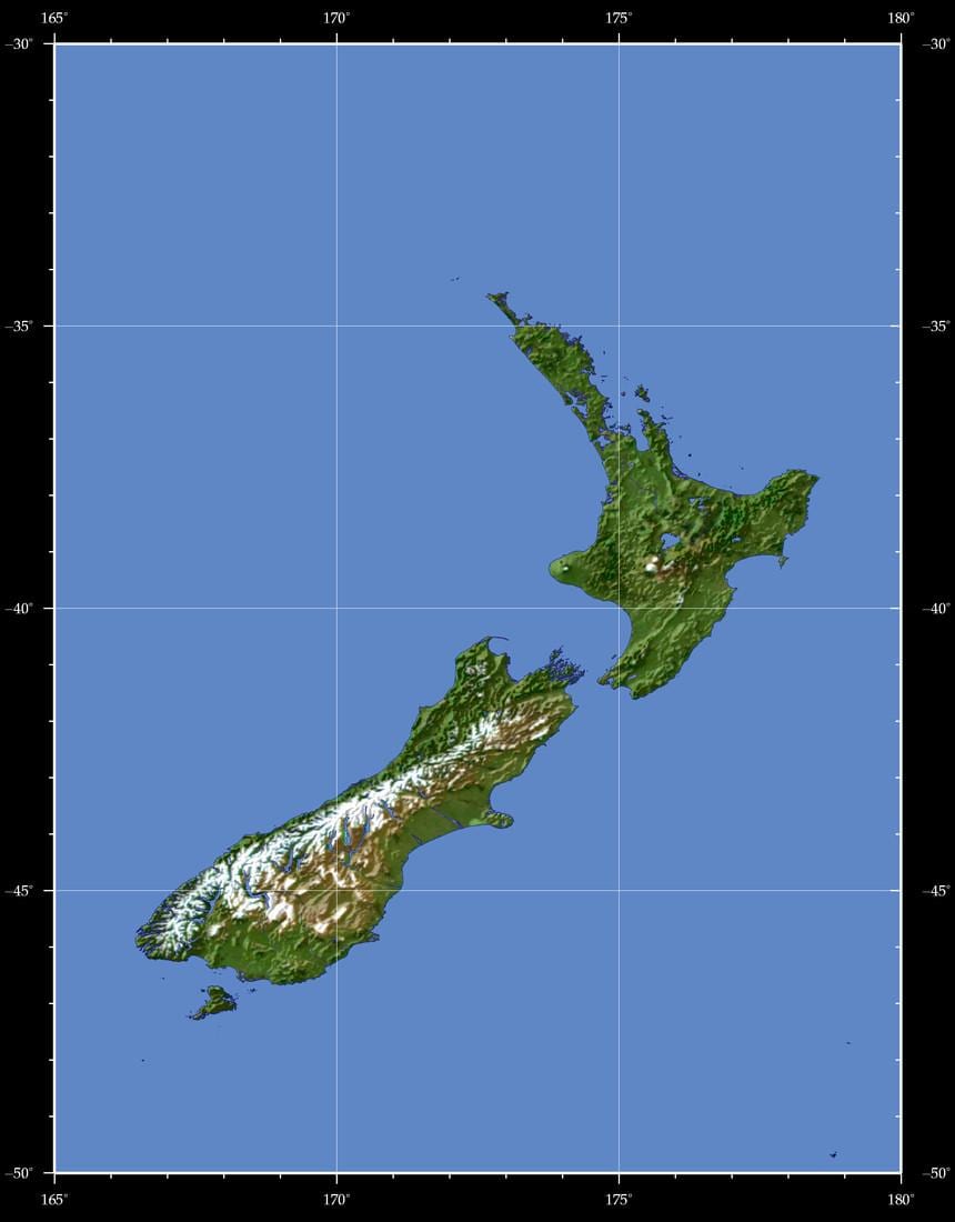 novi zeland zemlji mapu