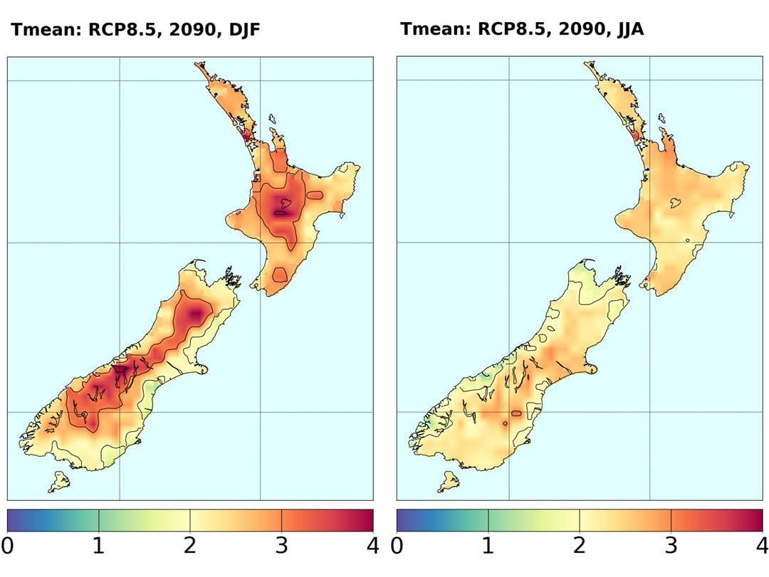 Mapa je iz novog zelanda temperatura