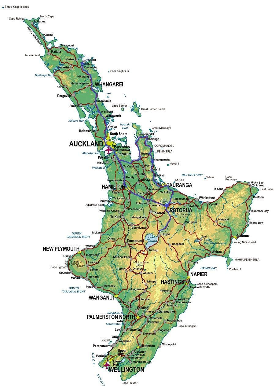 Mapa na skijanje na sjever ostrvo novi zeland