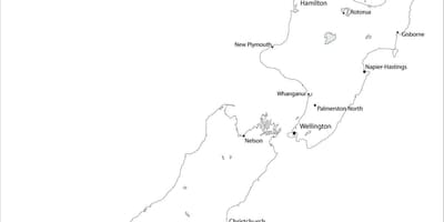 Mapa je iz novog zelanda crni i bijeli