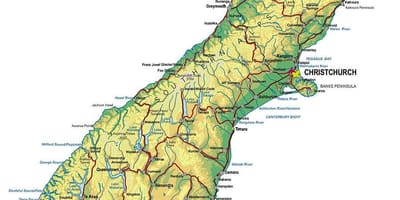 Mapa južnoj novi zeland