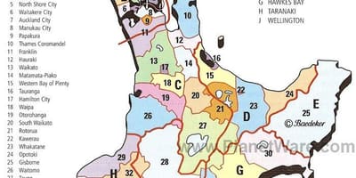 Mapa je iz novog zelanda sjeverno ostrvo regionima i okruga