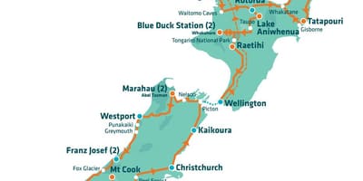 Novi zeland atrakcija mapu
