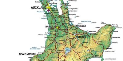 Novi zeland sjeverno ostrvo turističke atrakcije mapu